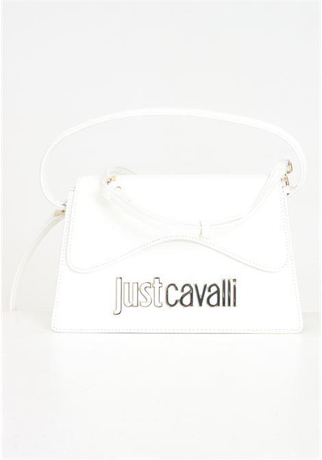White women's bag with golden and white metal lettering logo JUST CAVALLI | 76RA4BB4ZS766003